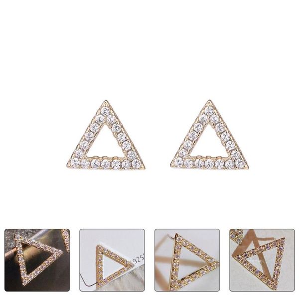 1 pair triangle earrings simple student ear studs rhinestone ear jewelry, Golden;silver
1 pair triangle earrings simple student ear studs rhinestone ear jewelry, Golden;silver