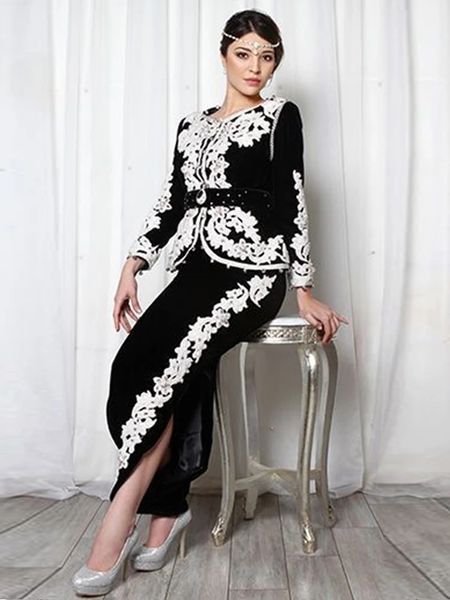 karakou algerians evening dresses balck elegant white lace velvet dubai prom party gowns long sleeves ankle length custom made 2021, Black;red
karakou algerians evening dresses balck elegant white lace velvet dubai prom party gowns long sleeves ankle length custom made 2021, Black;red