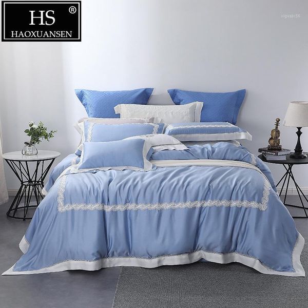 high-end tencell lyocell lace blue 4 piece bedding set 100% tencel silk super soft breathable bedding king size bed linens1
high-end tencell lyocell lace blue 4 piece bedding set 100% tencel silk super soft breathable bedding king size bed linens1
