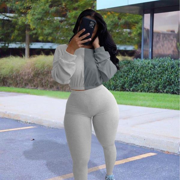 women's tracksuits ribbed knitted stacked long sleeve sweater and fitness legging jogging suits autumn activewear 2 piece, Gray
women's tracksuits ribbed knitted stacked long sleeve sweater and fitness legging jogging suits autumn activewear 2 piece, Gray