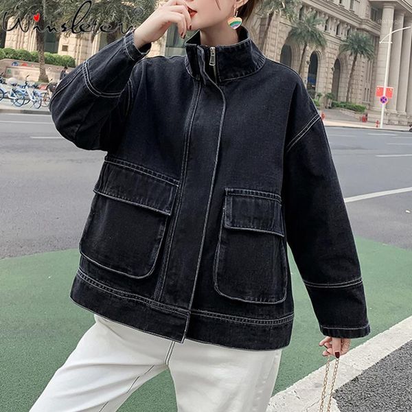 autumn winter clothes loose denim jacket fashion streetwear pockets women coat lady cowboy outerwear plus size black c073011, Black;brown 
autumn winter clothes loose denim jacket fashion streetwear pockets women coat lady cowboy outerwear plus size black c073011, Black;brown