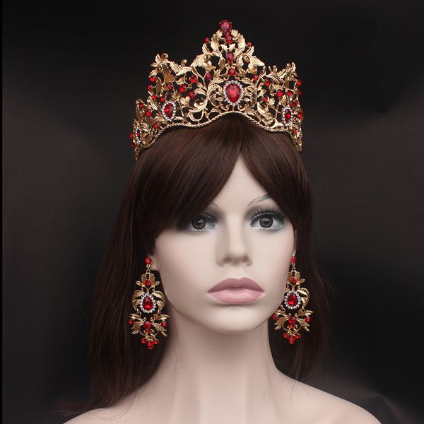 fashion baroque magnificent red crystal bridal tiaras green wedding crown for bride pageant headbands wedding hair accessories t200108, White;golden
fashion baroque magnificent red crystal bridal tiaras green wedding crown for bride pageant headbands wedding hair accessories t200108, White;golden