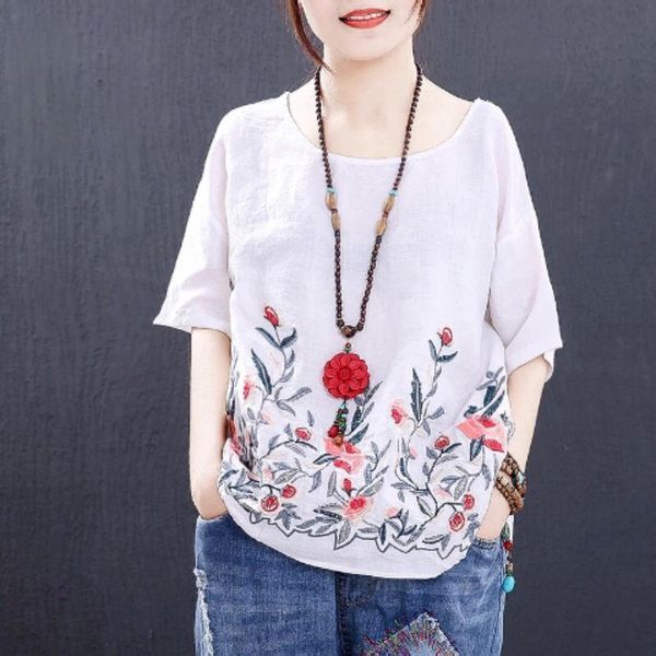 blouse women plus size vintage white floral embroidery blouse short sleeve summer cotton linen casual ladies 4xl
blouse women plus size vintage white floral embroidery blouse short sleeve summer cotton linen casual ladies 4xl