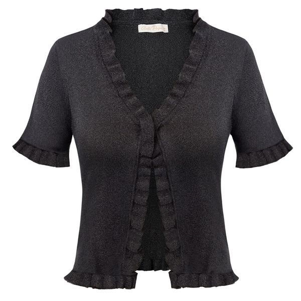 belle poque women bolero shrug frill trim cropped cardigan knitting coat short sleeve one-button lady summer elegant party c1106, Black;brown
belle poque women bolero shrug frill trim cropped cardigan knitting coat short sleeve one-button lady summer elegant party c1106, Black;brown