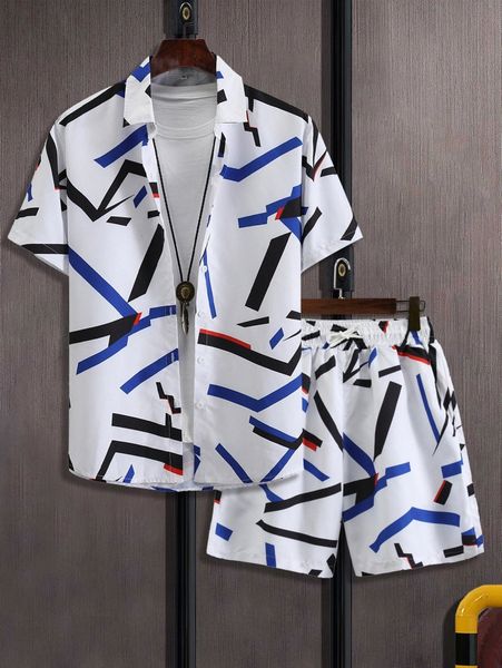 men geo print shirt & shorts without tee r5wu#, Gray 
men geo print shirt & shorts without tee r5wu#, Gray