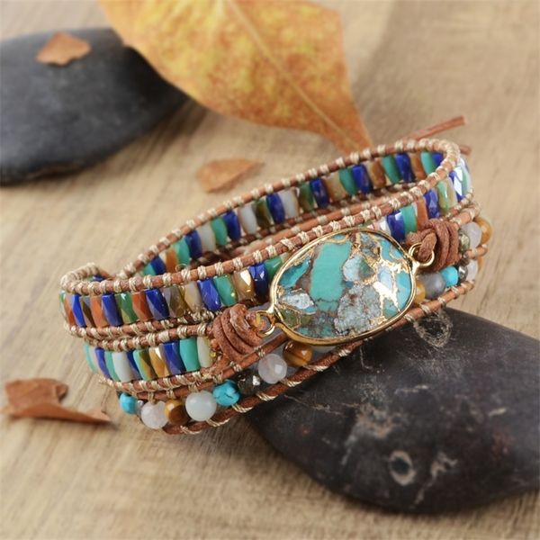 turquoises 3 strands wrap bracelets handmade bohemian gems stone leather gold line howlites braid bracelet dropshipping y200810, Black
turquoises 3 strands wrap bracelets handmade bohemian gems stone leather gold line howlites braid bracelet dropshipping y200810, Black