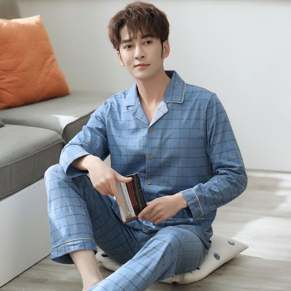 men's sleepwear spring knitted cotton men pajamas set striped long sleeve turn-down collar loose soft plus size male homewear clothing, Black;brown
men's sleepwear spring knitted cotton men pajamas set striped long sleeve turn-down collar loose soft plus size male homewear clothing, Black;brown