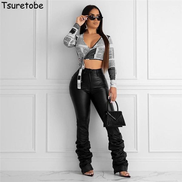 tsuretobe pu leather streetwear stacked pants women plus size high waist ruched pants office lady trousers casual flare1, Black;white
tsuretobe pu leather streetwear stacked pants women plus size high waist ruched pants office lady trousers casual flare1, Black;white