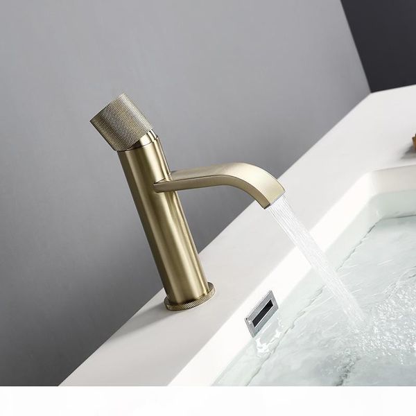 brushed gold water faucet cold waterfall modern style wholesale patent design single hole lavatory bathroom sink tap
brushed gold water faucet cold waterfall modern style wholesale patent design single hole lavatory bathroom sink tap