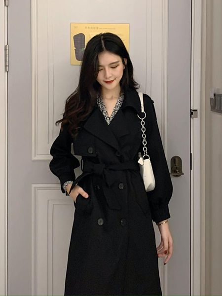 autumn and winter 2021 new korean version of black mori coat women's small medium length british wind coat windbreaker, Tan;black
autumn and winter 2021 new korean version of black mori coat women's small medium length british wind coat windbreaker, Tan;black