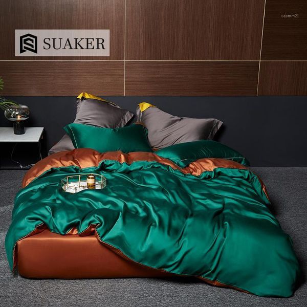suaker luxury green brown 100% silk bedding set beauty silk quilt cover  king flat sheet fitted sheet pillowcase for sleep1 
suaker luxury green brown 100% silk bedding set beauty silk quilt cover  king flat sheet fitted sheet pillowcase for sleep1