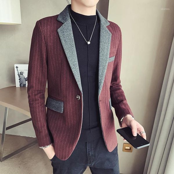 men's suits & blazers 2021 autumn korean style solid color slim business striped splicing blazer jacket woolen suit hombre terno mascul, White;black
men's suits & blazers 2021 autumn korean style solid color slim business striped splicing blazer jacket woolen suit hombre terno mascul, White;black