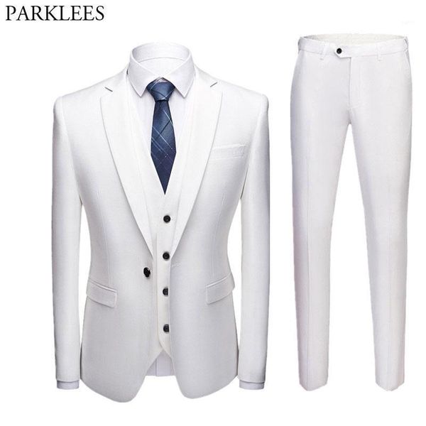 3pcs men white suit one button slim fit suits blazer with pants business wedding groom jacket vest & pants costume homme mariage1, White;black
3pcs men white suit one button slim fit suits blazer with pants business wedding groom jacket vest & pants costume homme mariage1, White;black