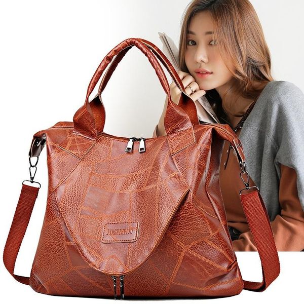 new large pocket casual womens shoulder cross body handbags pu leather tote bags