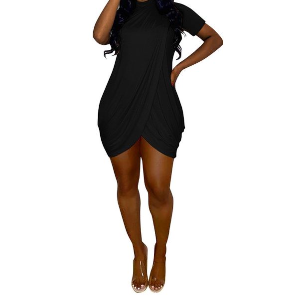 solid color womens designer dresses pleated irregular hem womens bodycon dresses casual females summer dresses, Black;gray
solid color womens designer dresses pleated irregular hem womens bodycon dresses casual females summer dresses, Black;gray