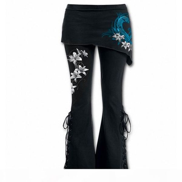 plus size 5xl women casual high waist lace-up flare pants floral gothic stretch bell bottoms dance hippie trousers pantalon new mx190716, Black;white
plus size 5xl women casual high waist lace-up flare pants floral gothic stretch bell bottoms dance hippie trousers pantalon new mx190716, Black;white