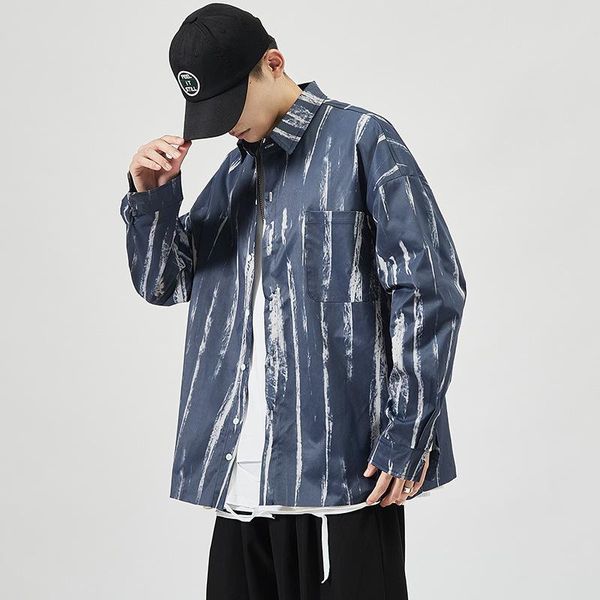 men clothing autumn new style men's casual loose big striped shirt jacket tooling shirts for men long sleeve shirt, White;black
men clothing autumn new style men's casual loose big striped shirt jacket tooling shirts for men long sleeve shirt, White;black