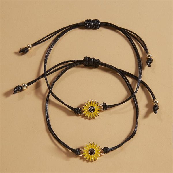 charm bracelets 2 pcs/set sunflower bracelet daisy adjustable rope chain couple lucky gift for girlfriend friend, Golden;silver
charm bracelets 2 pcs/set sunflower bracelet daisy adjustable rope chain couple lucky gift for girlfriend friend, Golden;silver