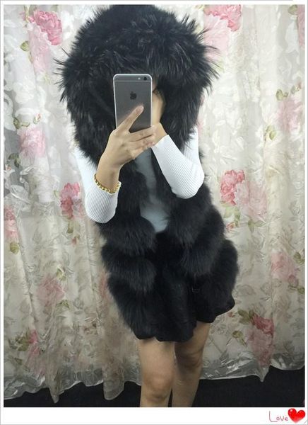 women's for real natural coat fur jacket hooded waistcoat genuine raccoon furs vests woman, Black
women's for real natural coat fur jacket hooded waistcoat genuine raccoon furs vests woman, Black