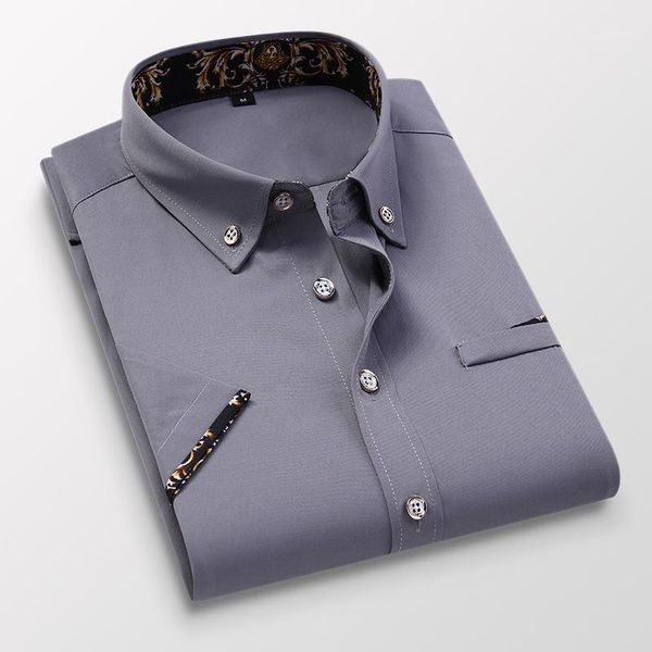 men's business short sleeve blue solid dress shirt soft non-iron fashion regular fit turn-down collar checked smart casual shirt1, White;black
men's business short sleeve blue solid dress shirt soft non-iron fashion regular fit turn-down collar checked smart casual shirt1, White;black