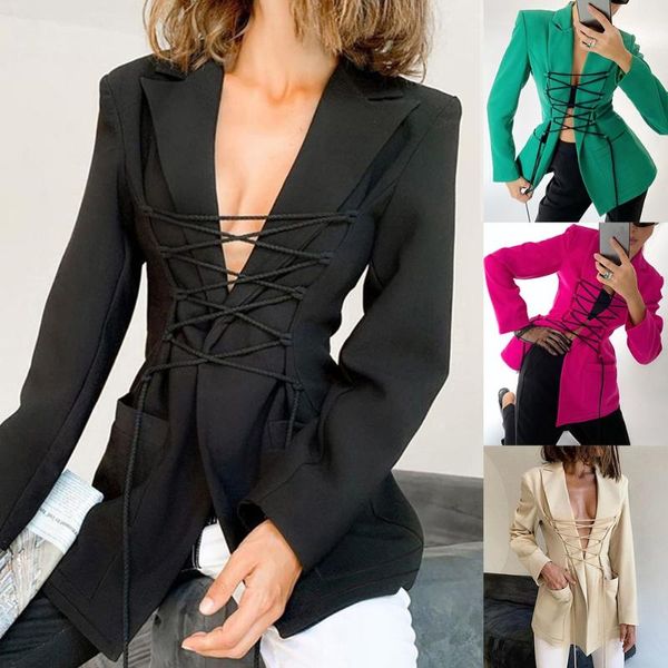 women's bandage coat 2020 autumn and winter women's long-sleeved tie mid-length casual fashion temperament small suit, Black;brown
women's bandage coat 2020 autumn and winter women's long-sleeved tie mid-length casual fashion temperament small suit, Black;brown