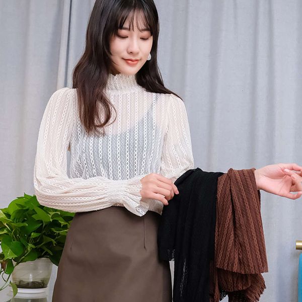 kaka net red same mh high collar lace bottom for women's autumn winter 2020 hollow out micro transparent inside with long sleeve top, White
kaka net red same mh high collar lace bottom for women's autumn winter 2020 hollow out micro transparent inside with long sleeve top, White