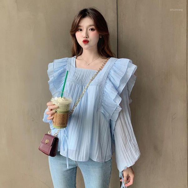 blue ruffles women blouses korean new chic sweet square collar long sleeve female shirts autumn vintage elegant blusas mujer1, White
blue ruffles women blouses korean new chic sweet square collar long sleeve female shirts autumn vintage elegant blusas mujer1, White