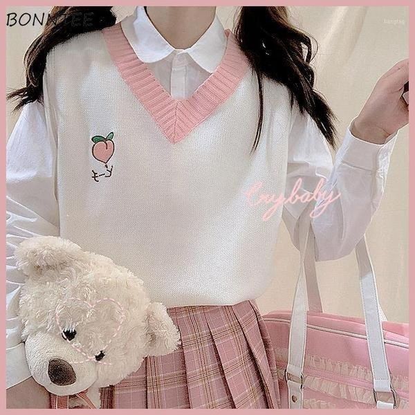 sweater vest women kawaii embroidery pink college girls knitwear spring fall all-match popular korean womens sleeveless sweaters1, Black;white
sweater vest women kawaii embroidery pink college girls knitwear spring fall all-match popular korean womens sleeveless sweaters1, Black;white