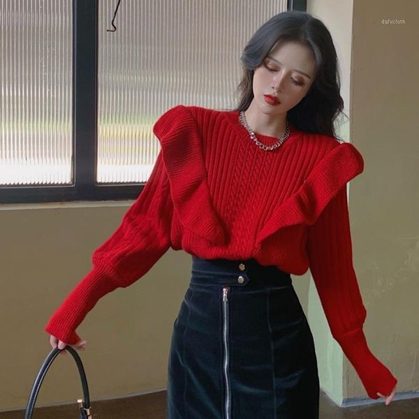 western style ruffled slim sweater autumn and winter women's slim temperament sweater new 2020 style gx12921, White;black
western style ruffled slim sweater autumn and winter women's slim temperament sweater new 2020 style gx12921, White;black