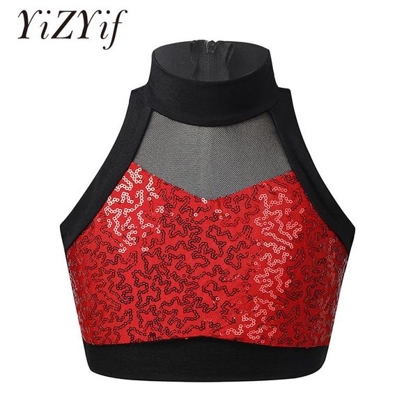 kids girls vest shiny sequins sleeveless mesh splice zipper tanks crop ballet stage performance costume dance kg-802, Black;red
kids girls vest shiny sequins sleeveless mesh splice zipper tanks crop ballet stage performance costume dance kg-802, Black;red