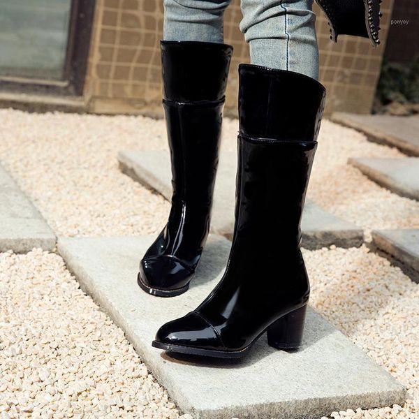 mkkhou fashion knee-length boots women's new winter patent leather stitching plus velvet warm boots large size 34-481, Black
mkkhou fashion knee-length boots women's new winter patent leather stitching plus velvet warm boots large size 34-481, Black
