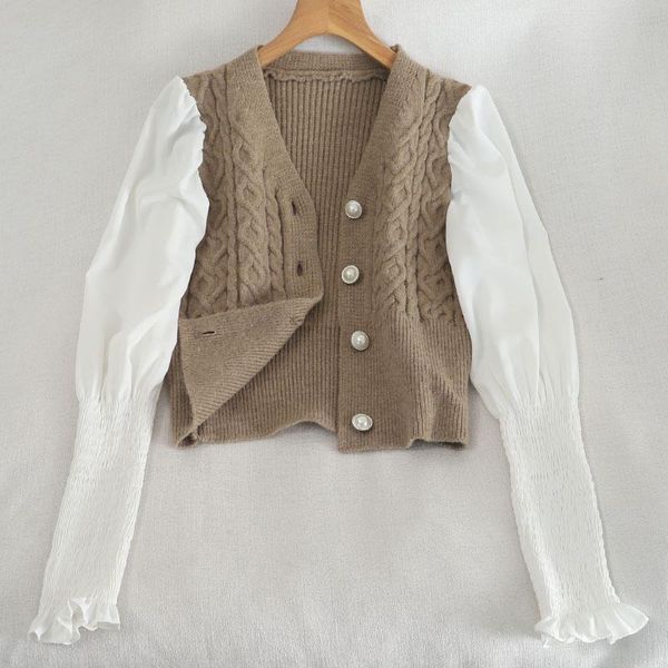 menkay16 2020 autumn new loose fashion v-neck lantern sleeve patchwork knitted cardigan women office lady short sweater, White
menkay16 2020 autumn new loose fashion v-neck lantern sleeve patchwork knitted cardigan women office lady short sweater, White