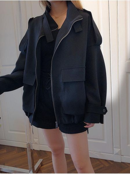 cotton korean style loose fashion handsome casual all-match big coat female jacket all-match autumn and winter tide, Black;brown
cotton korean style loose fashion handsome casual all-match big coat female jacket all-match autumn and winter tide, Black;brown