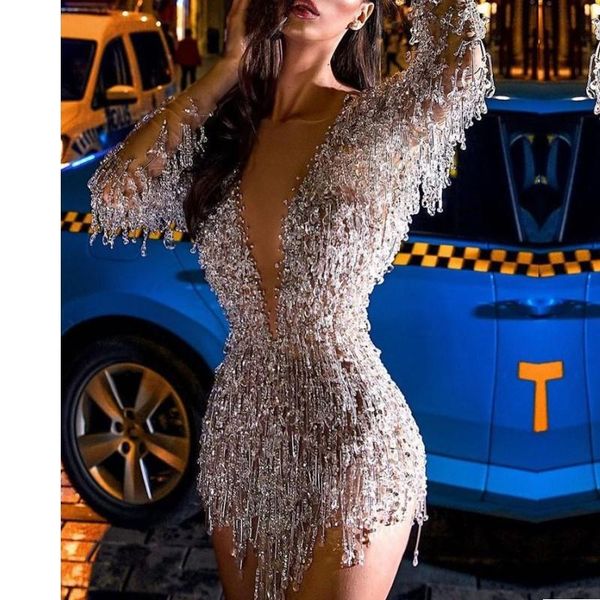 deep v bling cocktail dresses 2021 new style long sleeves short mini party gown formal dress for lady night club wear, White;black
deep v bling cocktail dresses 2021 new style long sleeves short mini party gown formal dress for lady night club wear, White;black