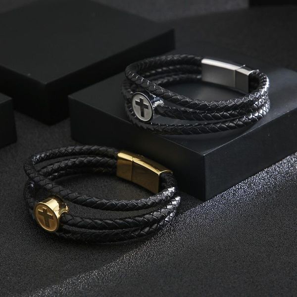 fashion punk men's titanium steel cowhide bracelet men's multilayer leather bracelet, Golden;silver
fashion punk men's titanium steel cowhide bracelet men's multilayer leather bracelet, Golden;silver