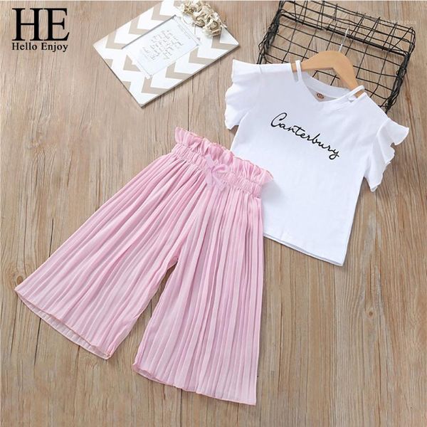clothing sets he hello enjoy girls summer 2021 kids short sleeve t-shirt +wide leg pants suits children teenager clothes 3-12y1, White
clothing sets he hello enjoy girls summer 2021 kids short sleeve t-shirt +wide leg pants suits children teenager clothes 3-12y1, White