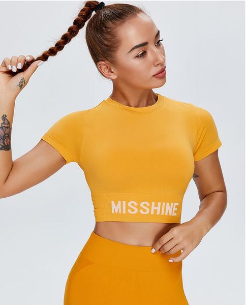 2021 spring women's yoga short fashion open navel short sleeve t-shirt seamless fitness sports, White
2021 spring women's yoga short fashion open navel short sleeve t-shirt seamless fitness sports, White