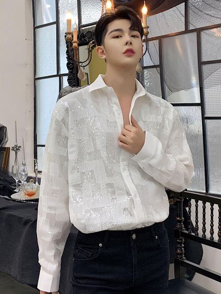 fashion punk streetwear party dress shirt stage clothing men sequins spliced loose casual long sleeve white shirt hip hop b701, White;black
fashion punk streetwear party dress shirt stage clothing men sequins spliced loose casual long sleeve white shirt hip hop b701, White;black