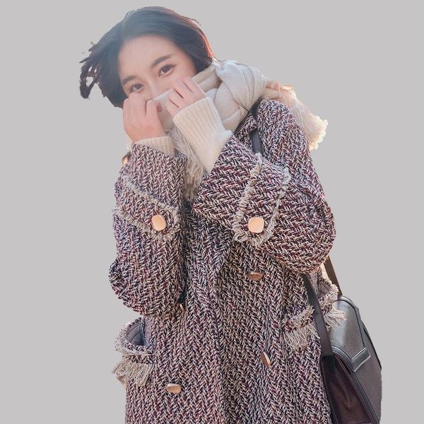 women's wool & blends mujer winter coat fashion long woolen single plaid loose female lattice korean vestiti, Black
women's wool & blends mujer winter coat fashion long woolen single plaid loose female lattice korean vestiti, Black