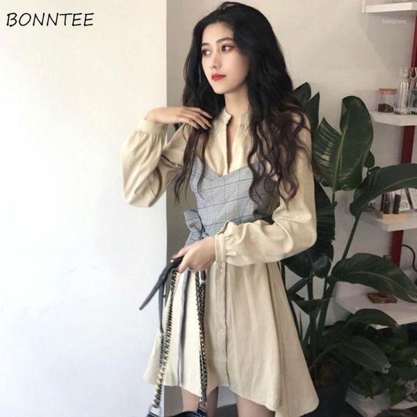 women long sleeve dress patchwork stand collar knee-length elegant leisure all-match ulzzang party dresses fit slim fashion1, Black;gray
women long sleeve dress patchwork stand collar knee-length elegant leisure all-match ulzzang party dresses fit slim fashion1, Black;gray
