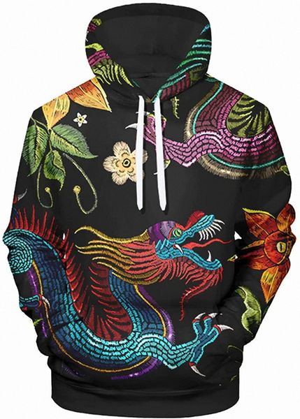 men's chinese dragon printed 3d hooded sweatshirt pullover hoodie a95w#, Black 
men's chinese dragon printed 3d hooded sweatshirt pullover hoodie a95w#, Black
