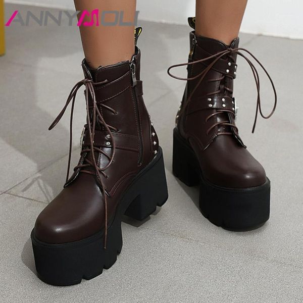 annymoli zip ankle boots platform high heel short boots woman rivet block heel shoes buckle lace up ladies footwear winter 35-441, Black
annymoli zip ankle boots platform high heel short boots woman rivet block heel shoes buckle lace up ladies footwear winter 35-441, Black