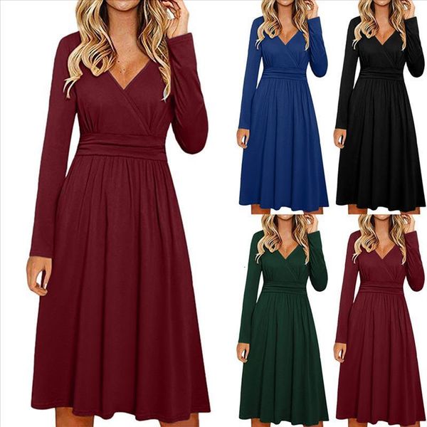 women's long sleevewomen's long sleeve v-neck wrap slim solid color casual midi dress#40 drop shipping good quality, Black;gray
women's long sleevewomen's long sleeve v-neck wrap slim solid color casual midi dress#40 drop shipping good quality, Black;gray