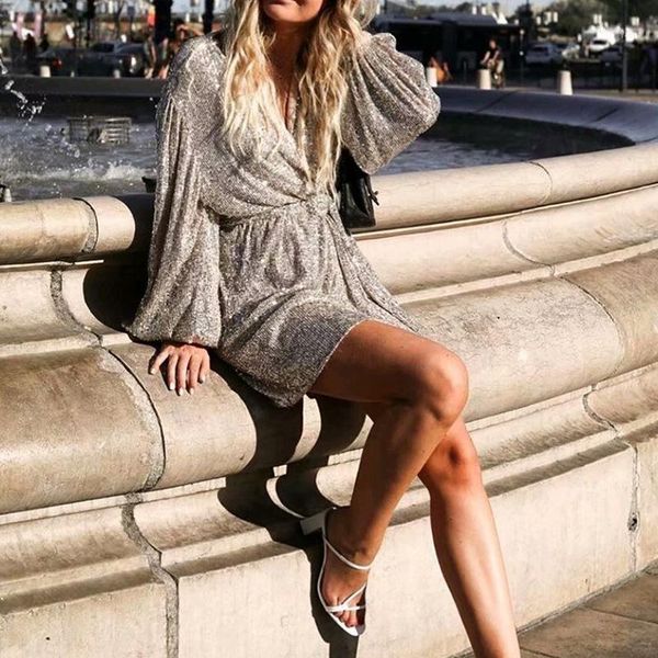 women dresses summer deep v-neck stylish mini sequin dress women casual long sleeve lace up dress vestidos verano 20201, Black;gray
women dresses summer deep v-neck stylish mini sequin dress women casual long sleeve lace up dress vestidos verano 20201, Black;gray