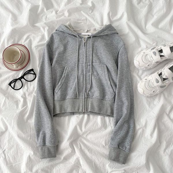 women's hoodies & sweatshirts all match cotton solid hooded women long-sleeved zipper short high waist female outwear coats, Black
women's hoodies & sweatshirts all match cotton solid hooded women long-sleeved zipper short high waist female outwear coats, Black