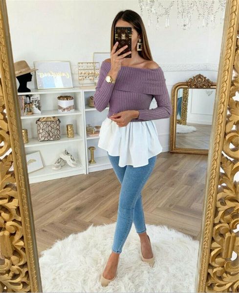 fashion solid casual womens clothing female solid color off shoulder knitted sweater ladies winter tulle ruffle pullover, White;black
fashion solid casual womens clothing female solid color off shoulder knitted sweater ladies winter tulle ruffle pullover, White;black
