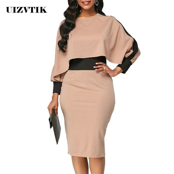winter autumn dress women casual plus size slim office bodycon dresses elegant vintage split patchwork party dress 5xl y200101, White;black
winter autumn dress women casual plus size slim office bodycon dresses elegant vintage split patchwork party dress 5xl y200101, White;black