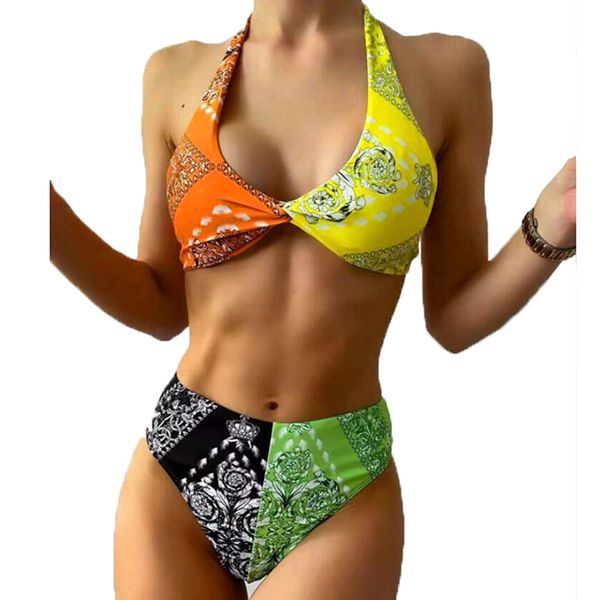new bikini patchwork swimsuit national style halter bathing suit female 2021 swimwear two piece swim set, White;black
new bikini patchwork swimsuit national style halter bathing suit female 2021 swimwear two piece swim set, White;black