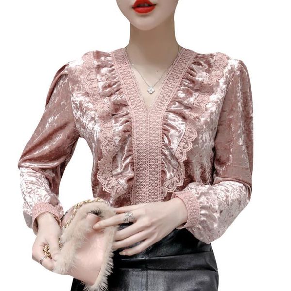 2021 autumn french winter v neck border of the lace ladies shirts sweet long velvet sleeve golden blouse fashion p1853 2etl, White
2021 autumn french winter v neck border of the lace ladies shirts sweet long velvet sleeve golden blouse fashion p1853 2etl, White
