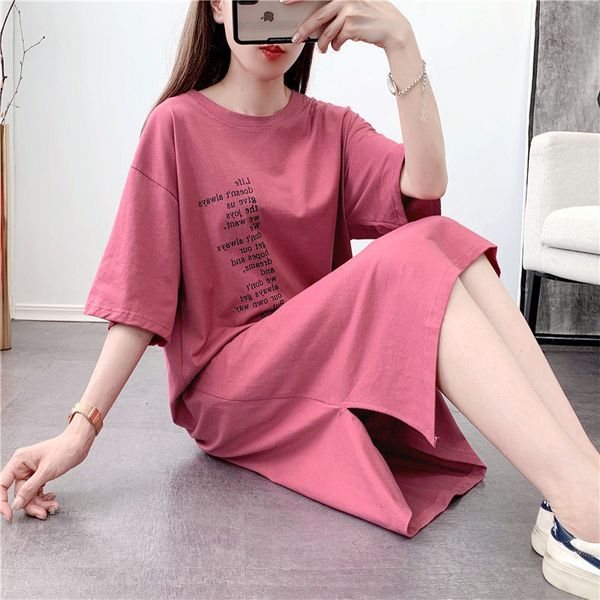 2021 new loose casual cotton gowns for woman lazy split medium length t-shirt college style dress long snp4, Black;gray 
2021 new loose casual cotton gowns for woman lazy split medium length t-shirt college style dress long snp4, Black;gray